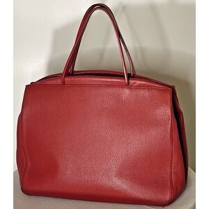 Claudia Firenze Red Leather Top Handle  Handbag -Shoulder Bag Made in Italy